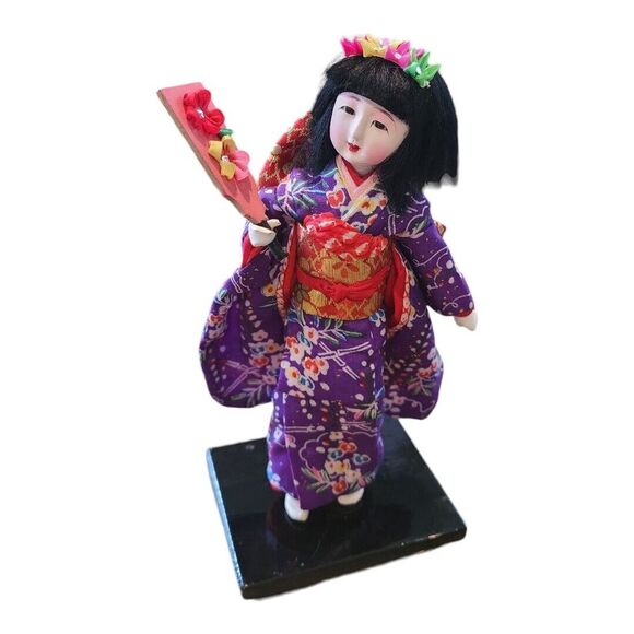 Vintage Kamakura Handcraft Association Japanese Geisha Doll‎ Wood Base - Picture 9 of 9